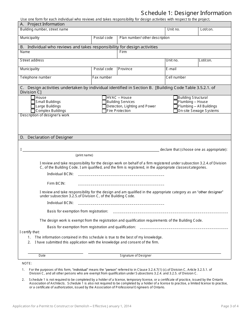 Application For A Permit To Construct Or Demolish Fill Out Sign