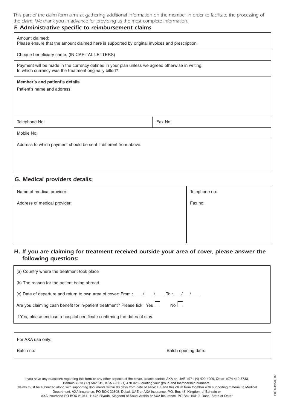 Reimbursement Claim Form Axa Healthcare Fill Out Sign Online And