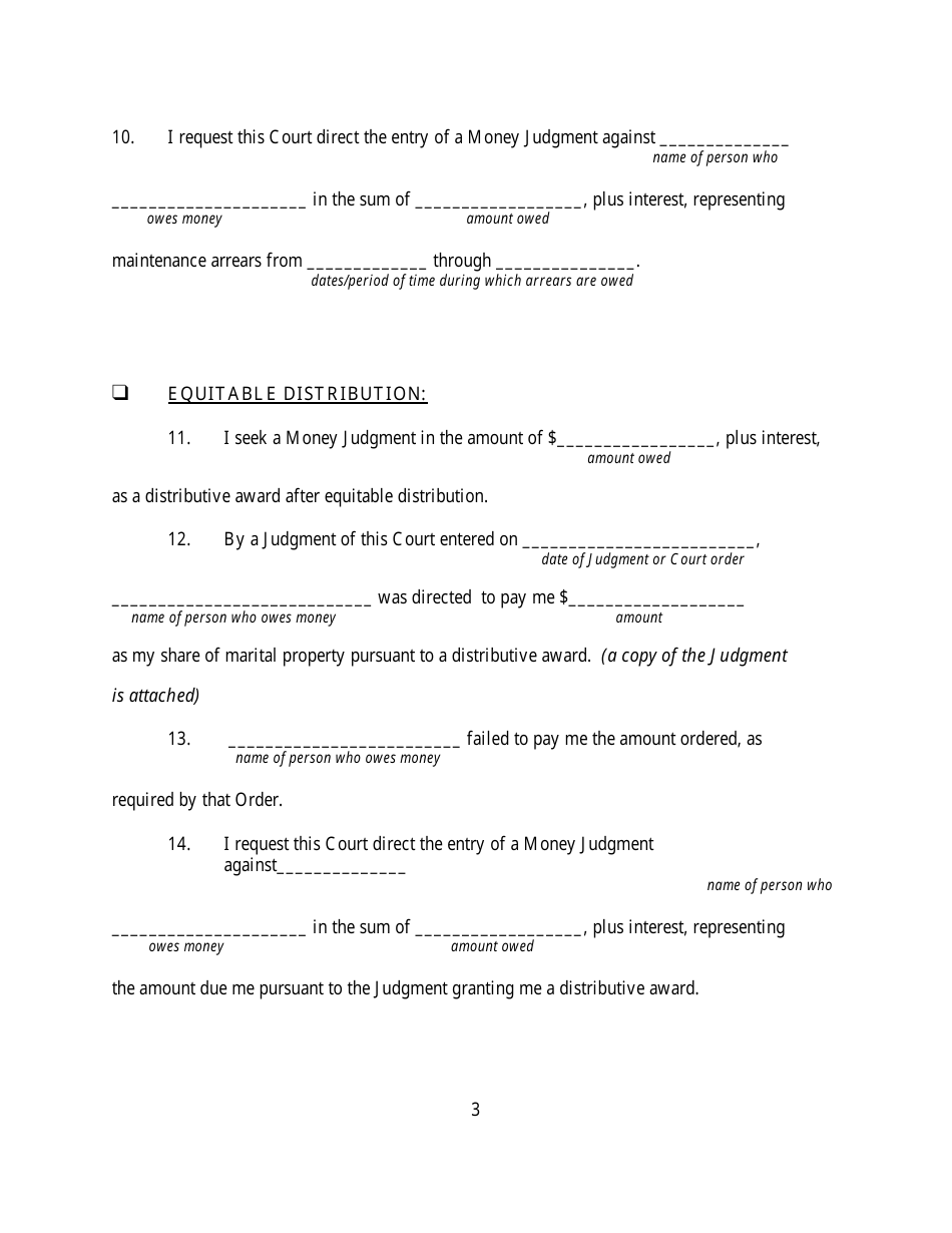 New York Affidavit In Support Of Motion For Money Judgment Fill Out