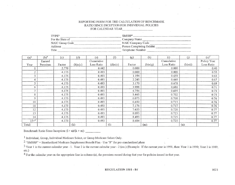 Delaware Reporting Form For The Calculation Of Benchmark Ratio Since