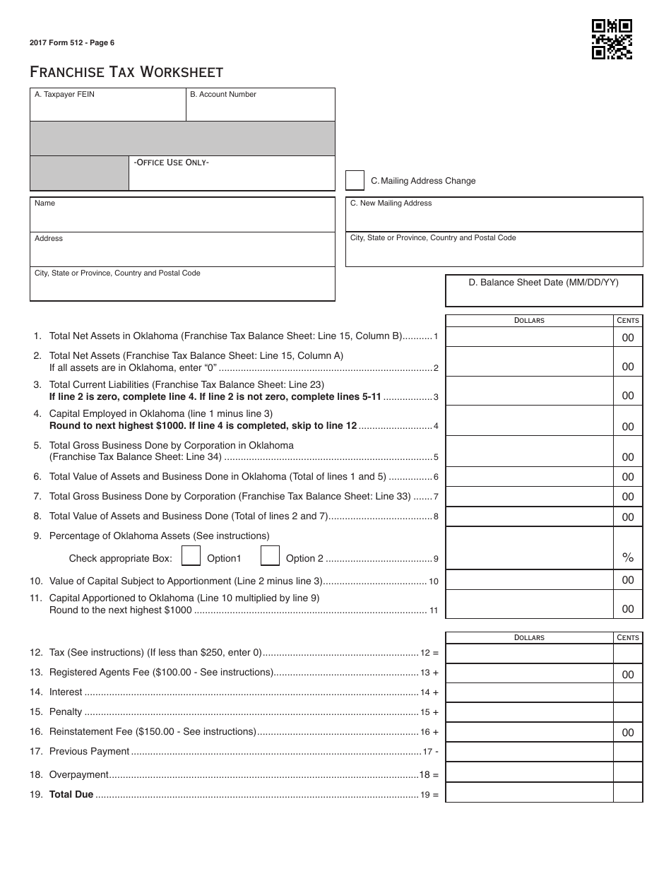 2017 Oklahoma Oklahoma Corporation Income And Franchise Tax Forms And