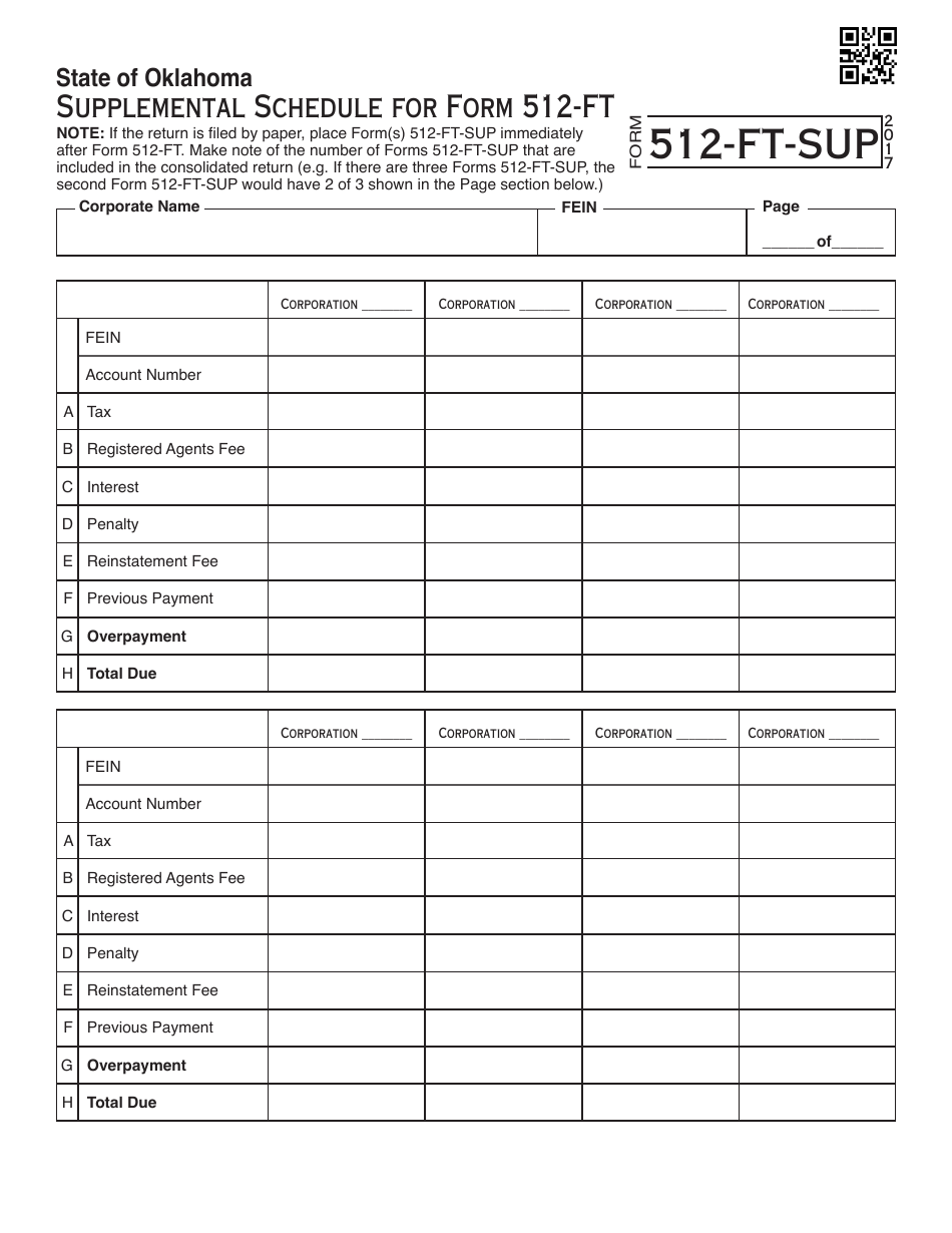 2017 Oklahoma Oklahoma Corporation Income And Franchise Tax Forms And