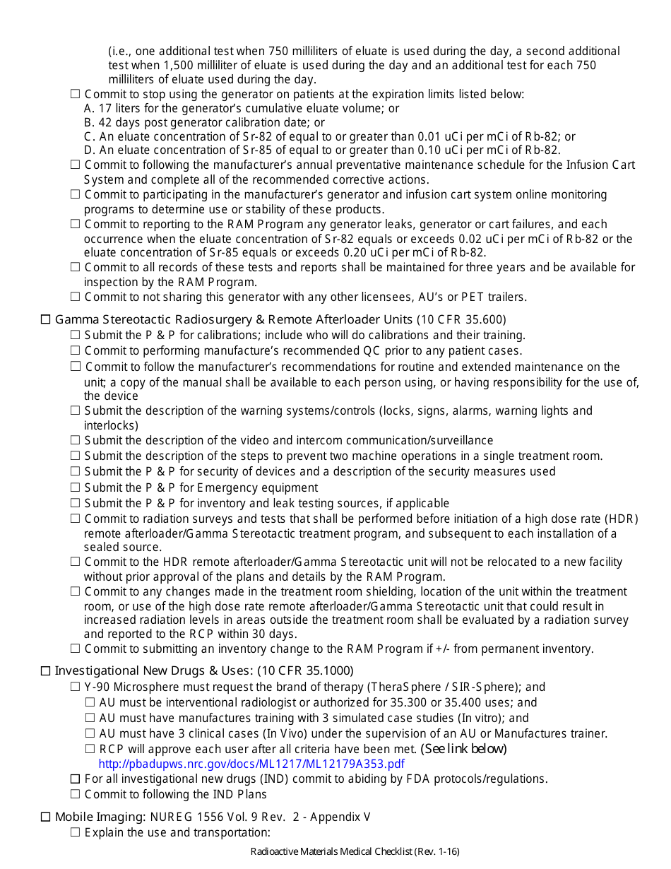 Nevada New Renewal Medical License Checklist Radioactive Materials