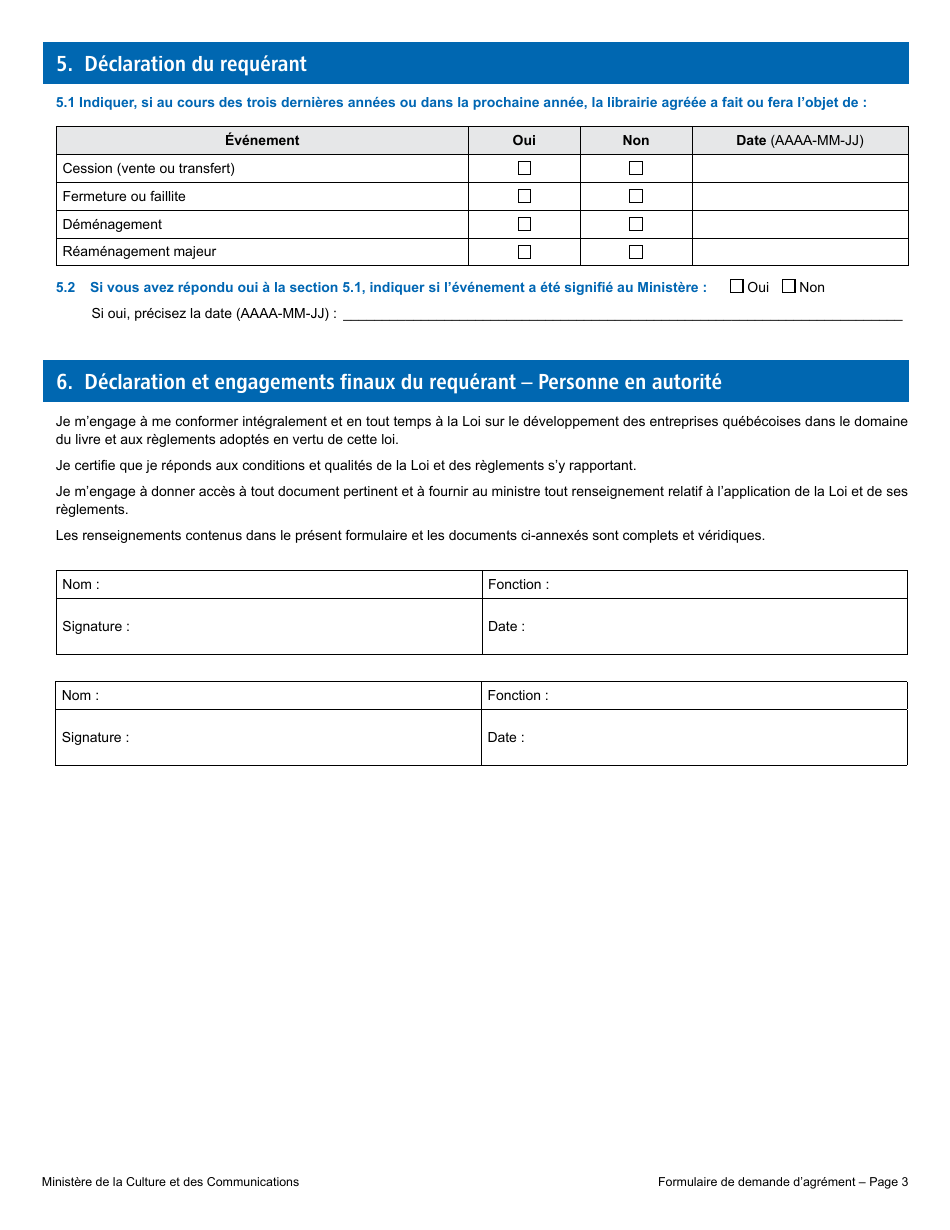 Quebec Canada Formulaire De Demande De Duplicata D Un Certificat D