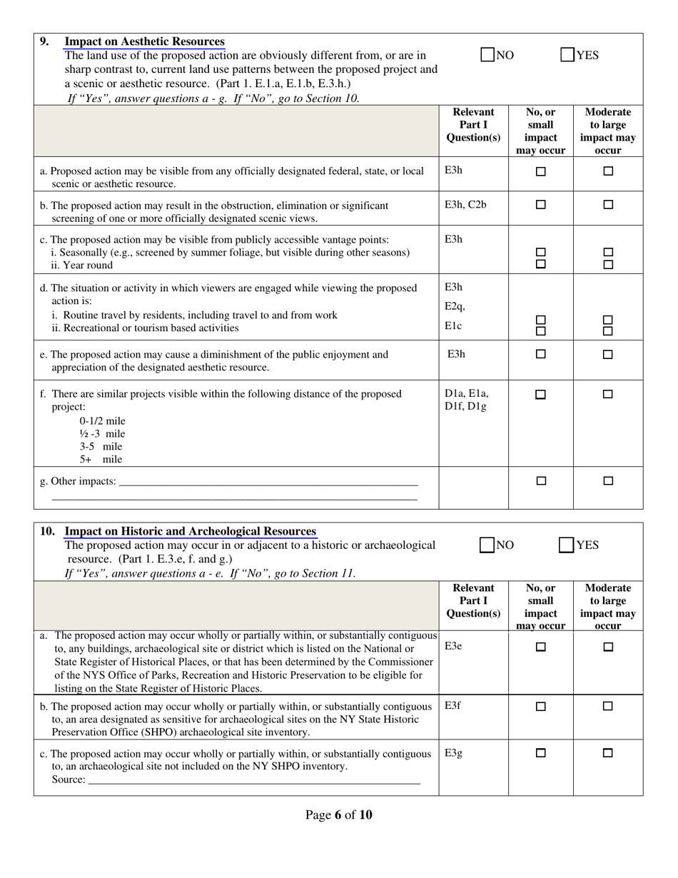 New York Full Environmental Assessment Form Part 2 Identification Of