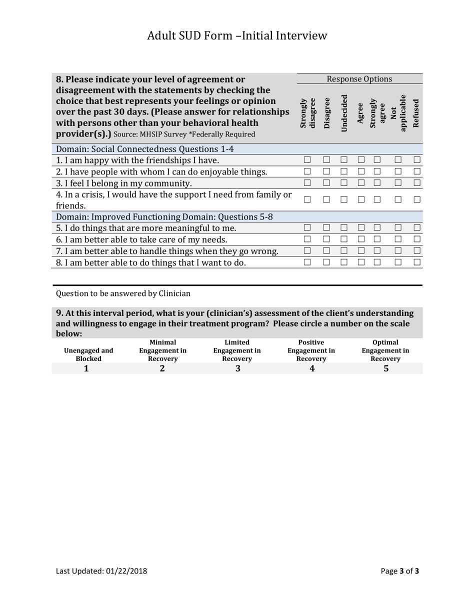 South Dakota Substance Use Disorder Outcome Tool Initial Fill Out