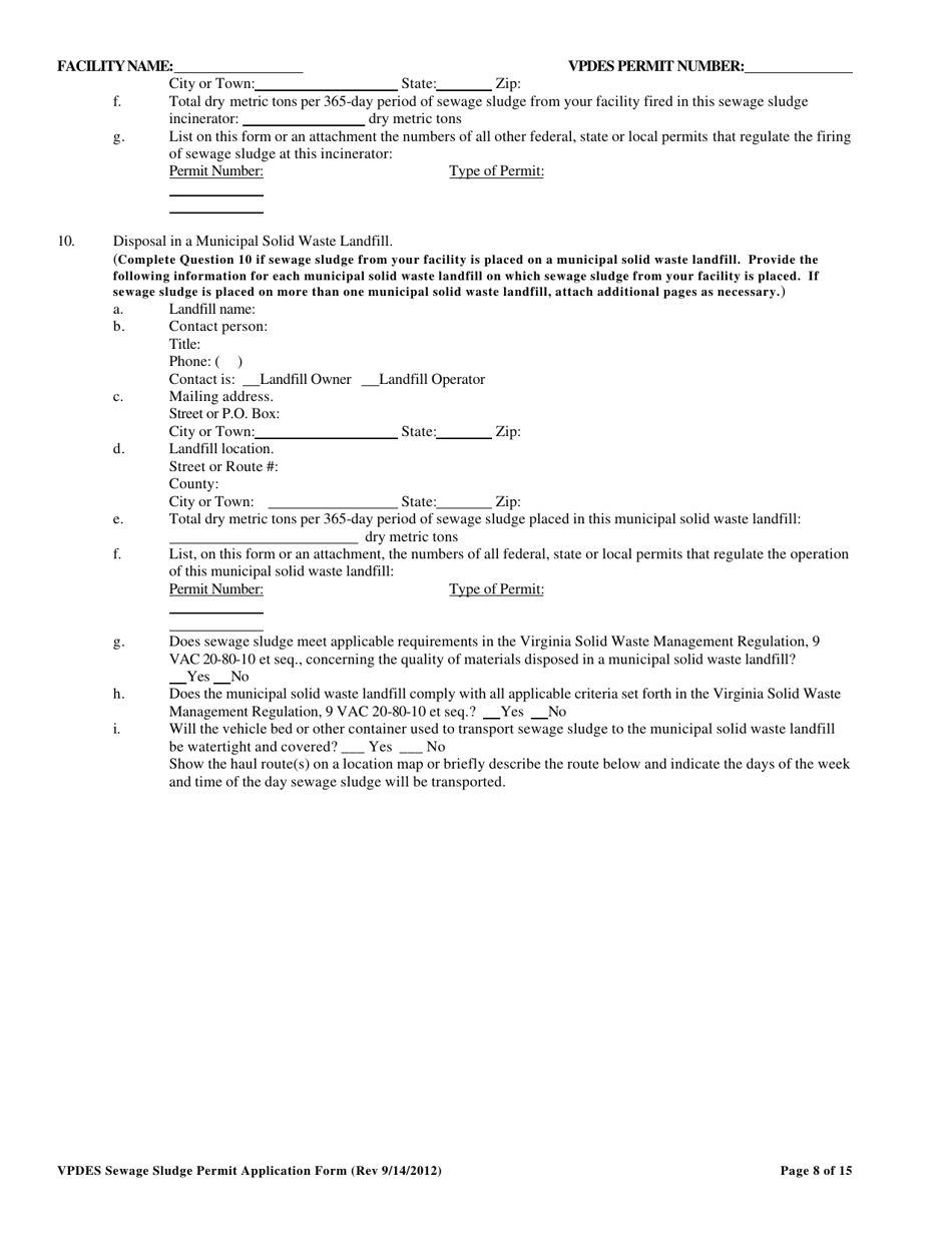 Virginia Vpdes Sewage Sludge Permit Application Form Fill Out Sign