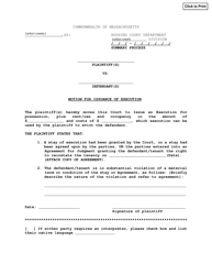 Massachusetts Motion For Issuance Of Execution Fill Out Sign Online