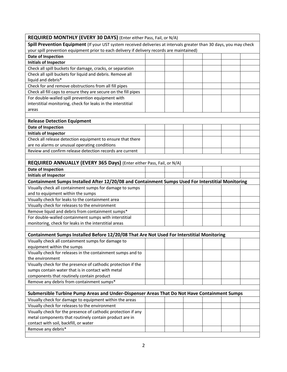 Louisiana Monthly And Annual Periodic Operation And Maintenance