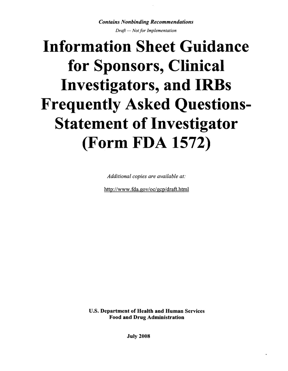 Information Sheet Guidance For Sponsors Clinical Investigators And