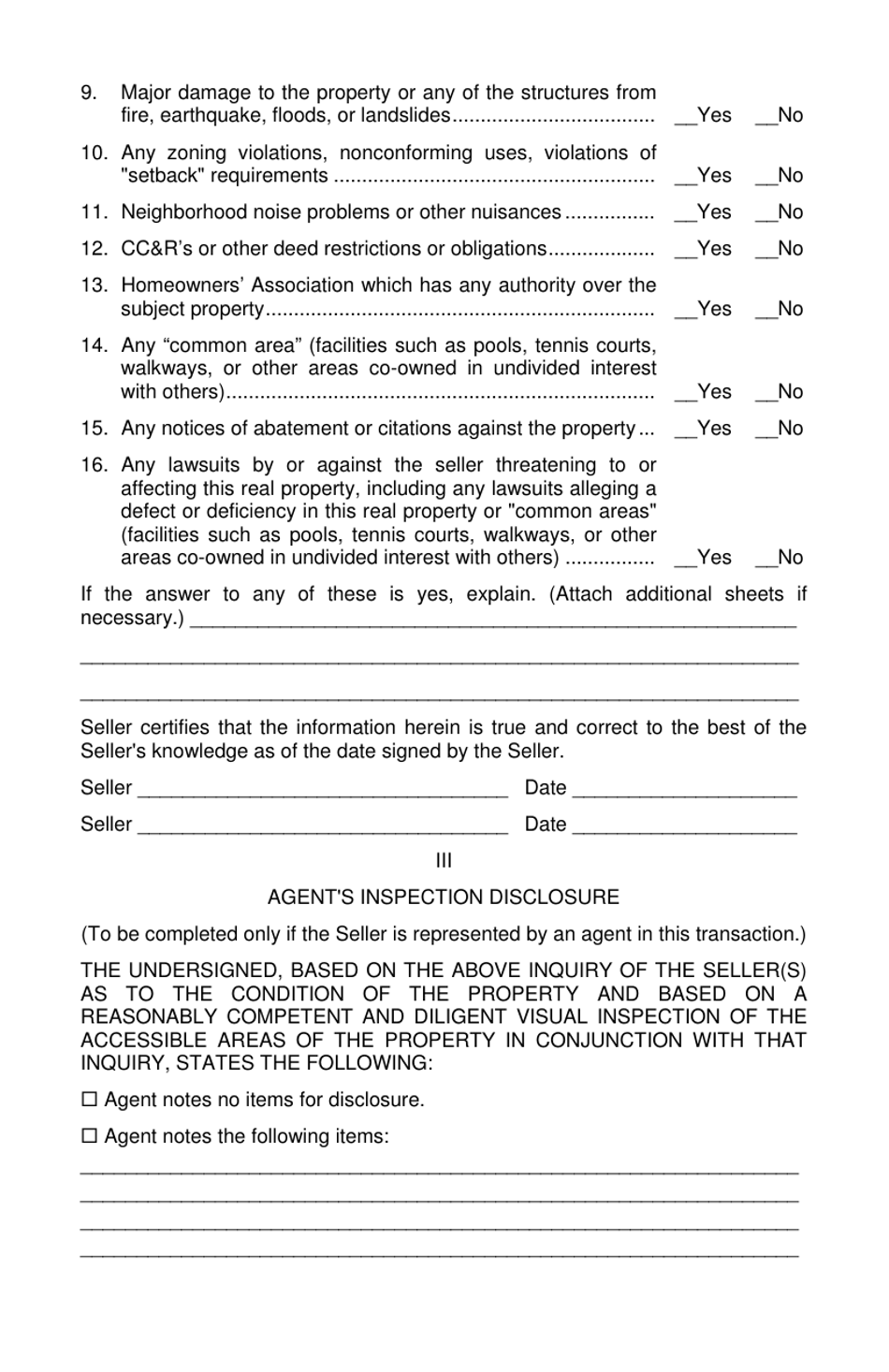 California Real Estate Transfer Disclosure Statement Fill Out Sign