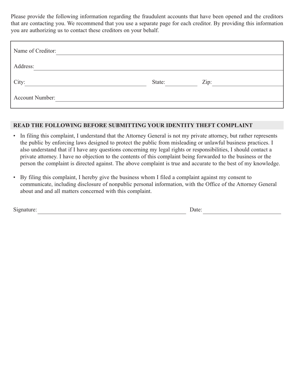 Illinois Identity Theft Complaint Form Fill Out Sign Online And