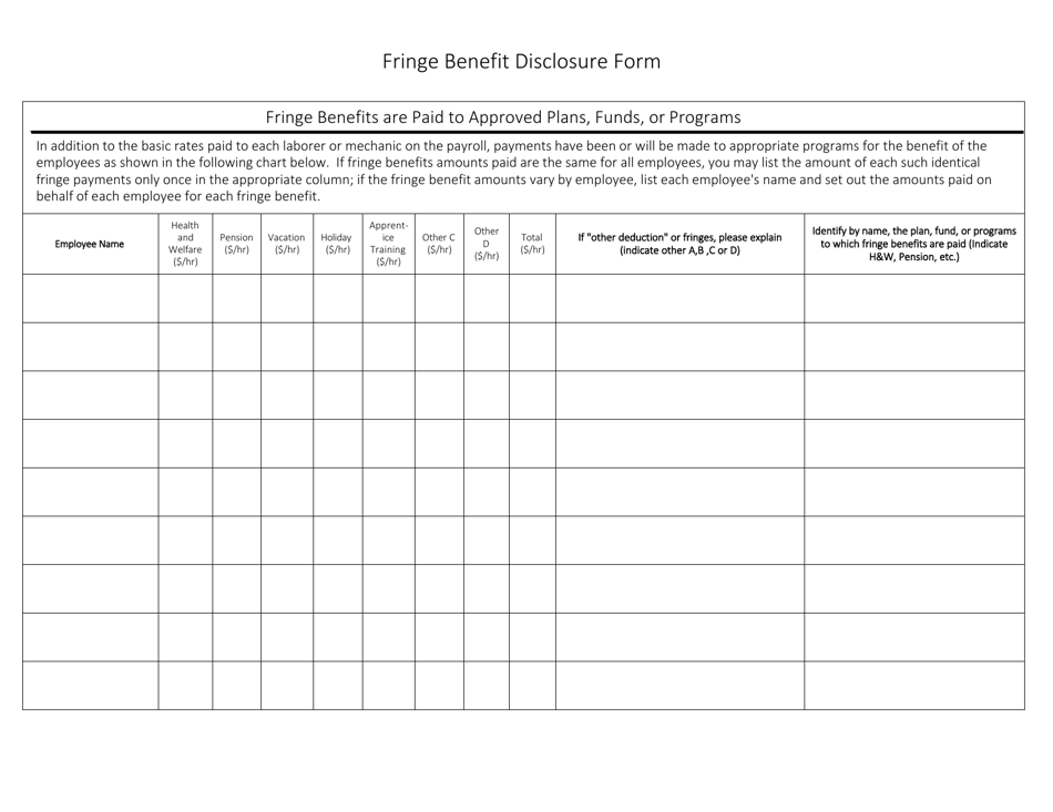 Missouri Fringe Benefit Disclosure Form Fill Out Sign Online And