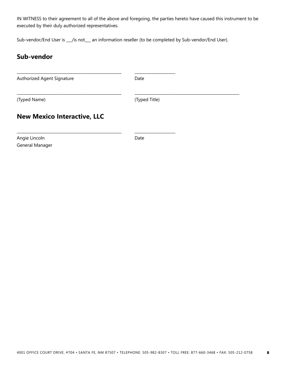 New Mexico Agreement For Access To Driver S License And Motor Vehicle