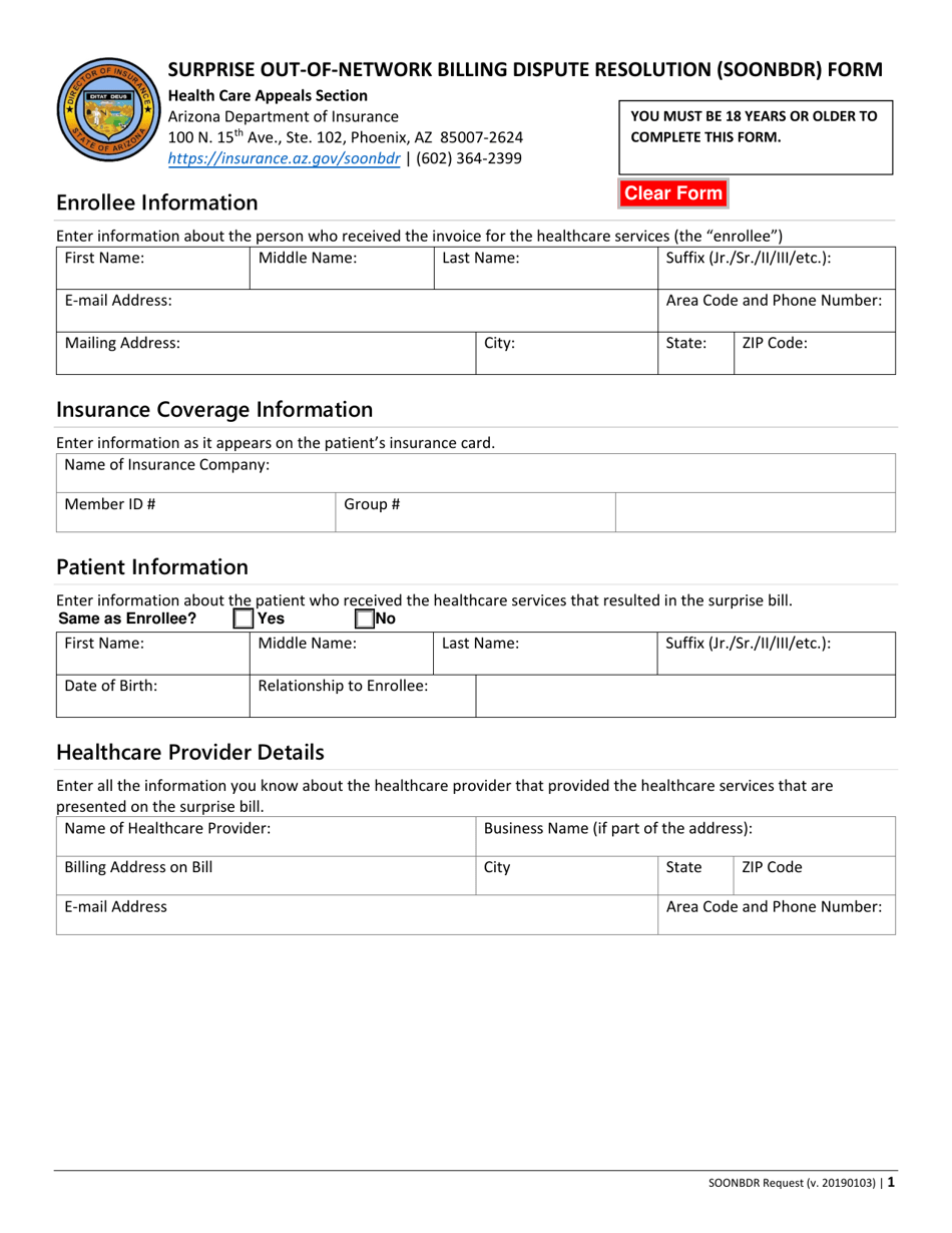 Arizona Surprise Out Of Network Billing Dispute Resolution Soonbdr