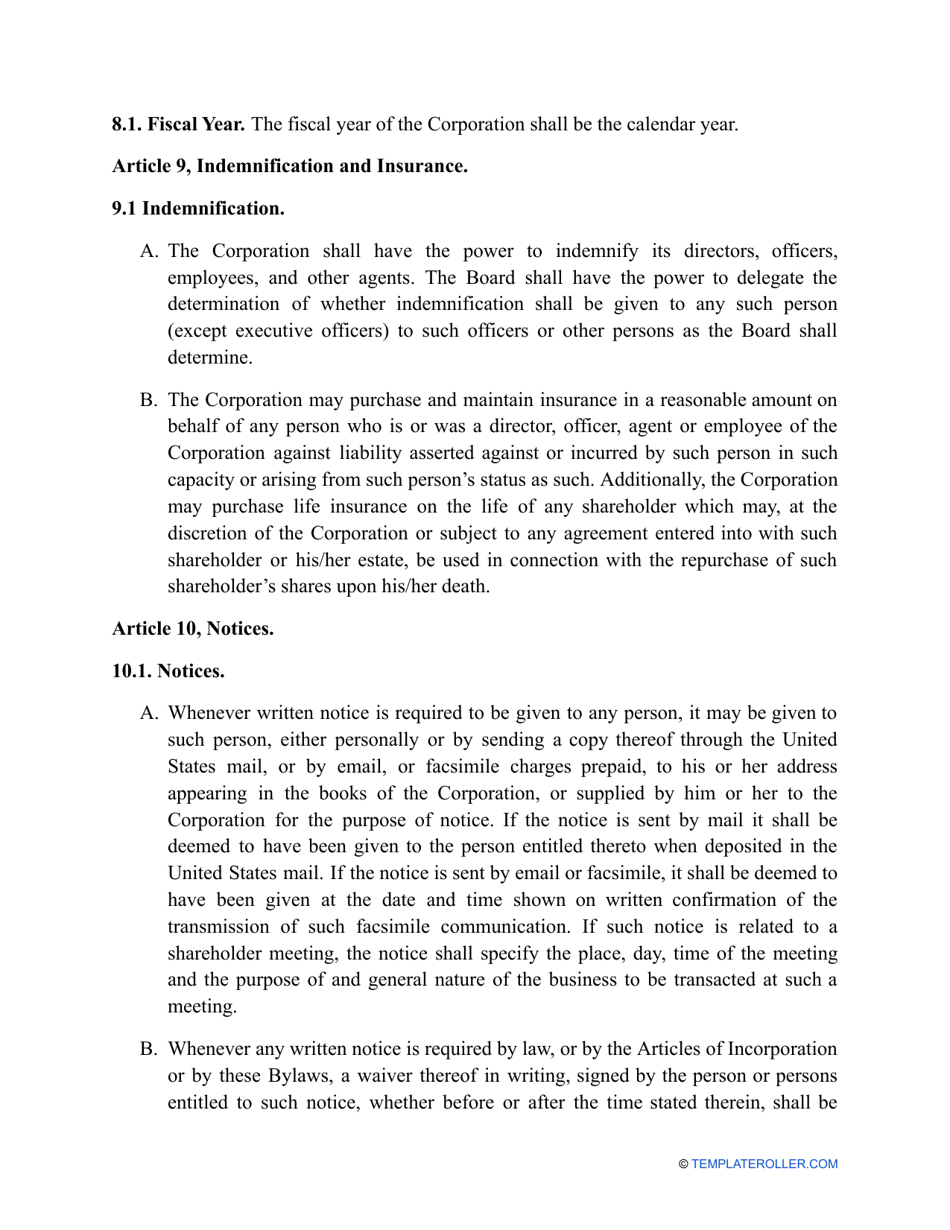 California Corporate Bylaws Template Fill Out Sign Online And