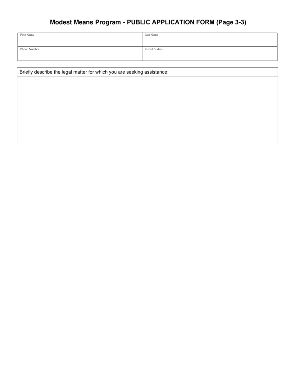 Oregon Modest Means Program Public Application Form Fill Out Sign