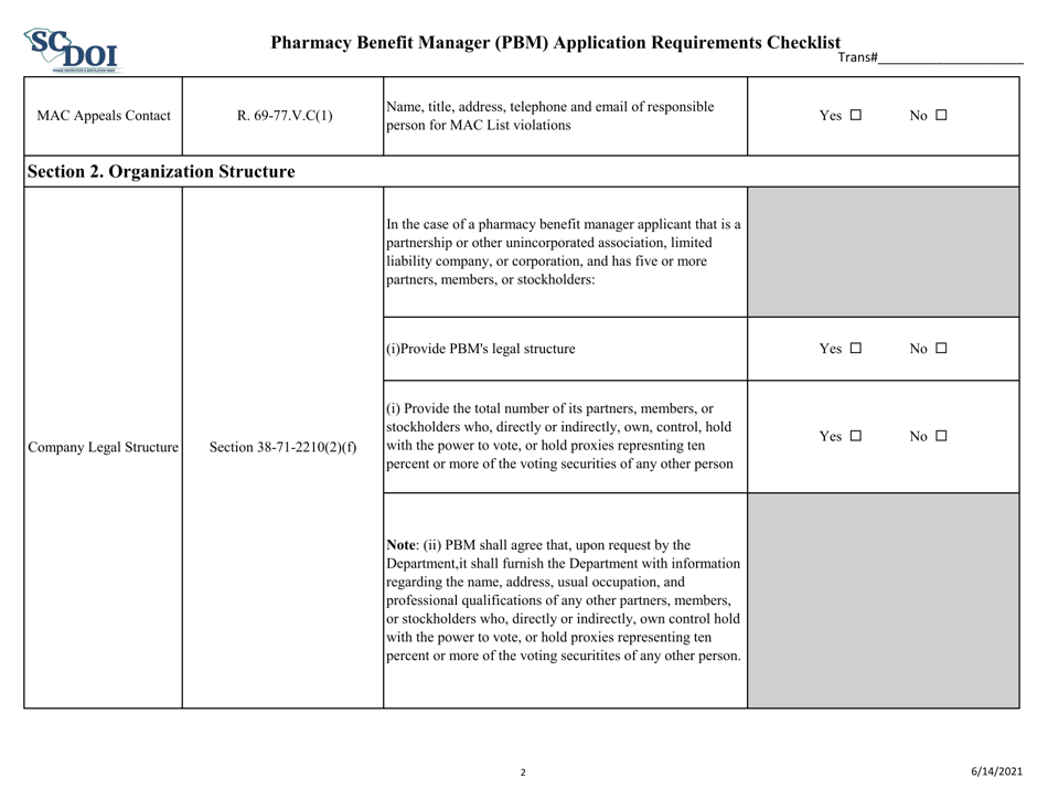 South Carolina Pharmacy Benefit Manager Pbm Application Requirements