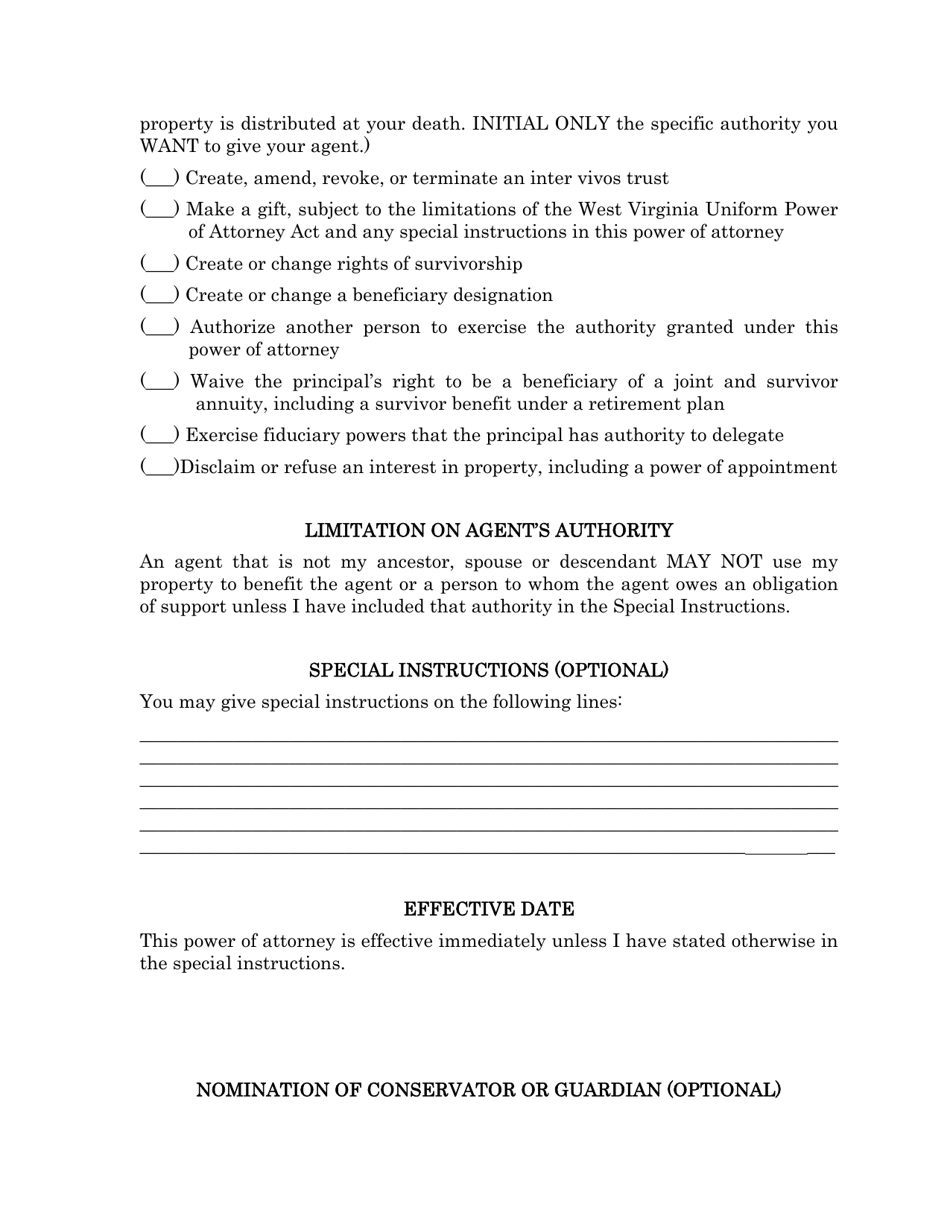 West Virginia Statutory Power Of Attorney Form Fill Out Sign Online