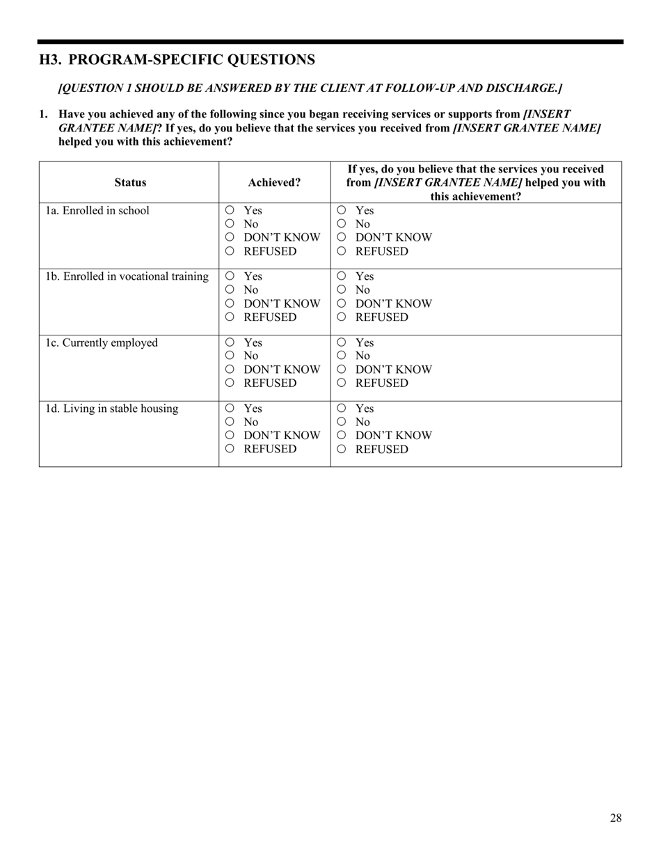 Government Performance And Results Act Gpra Client Outcome Measures