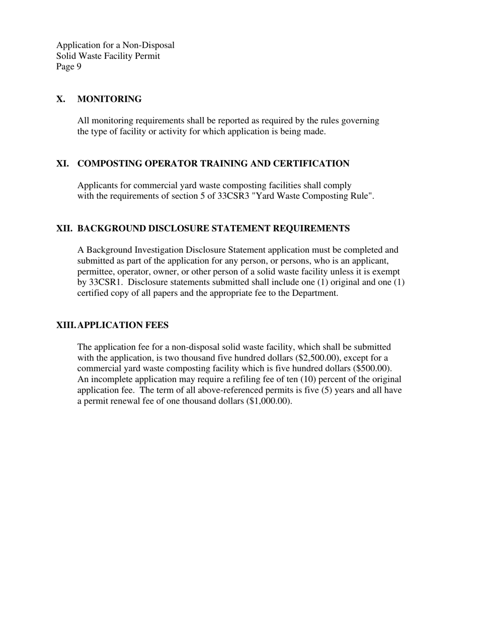 West Virginia Application For A Non Disposal Solid Waste Facility