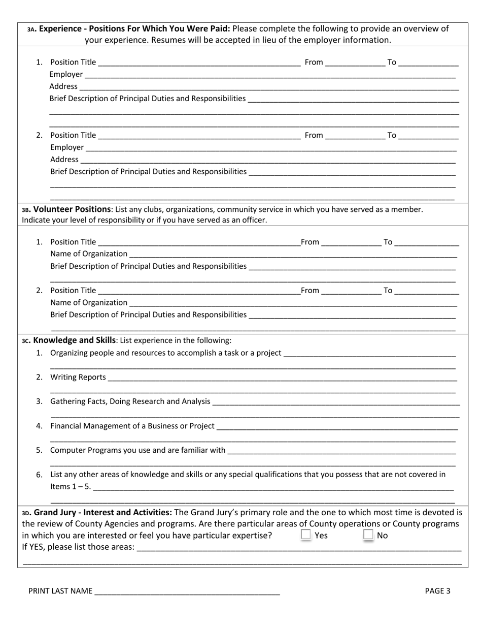 County Of Los Angeles California Civil Grand Jury Application Form