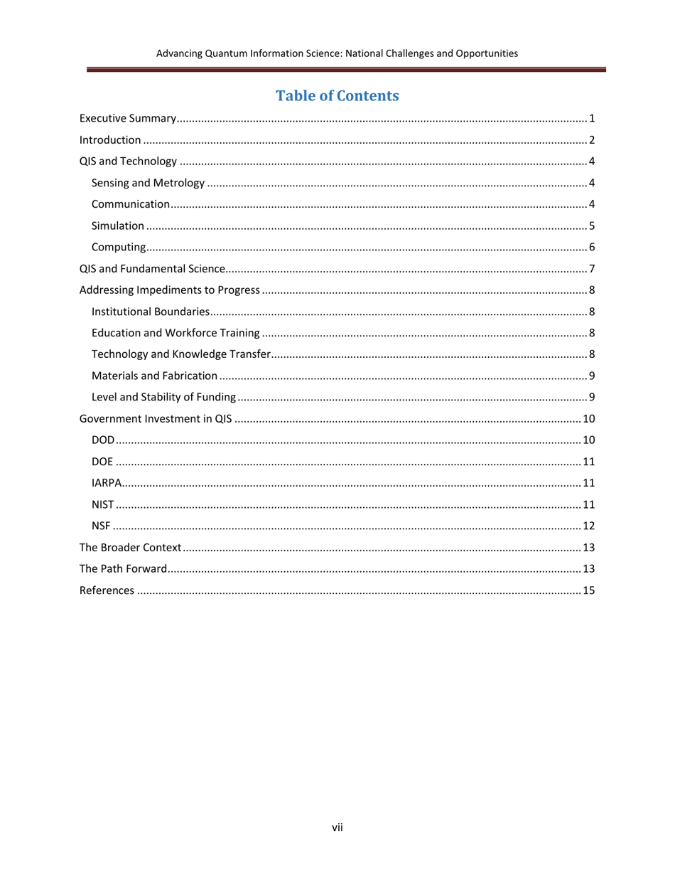 Advancing Quantum Information Science National Challenges And