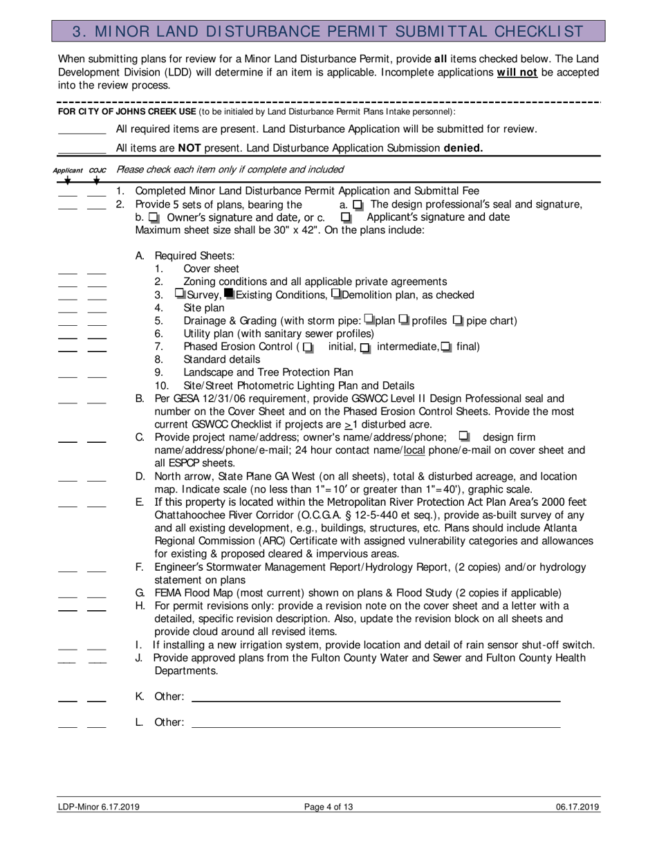 City Of Johns Creek Georgia United States Minor Land Disturbance