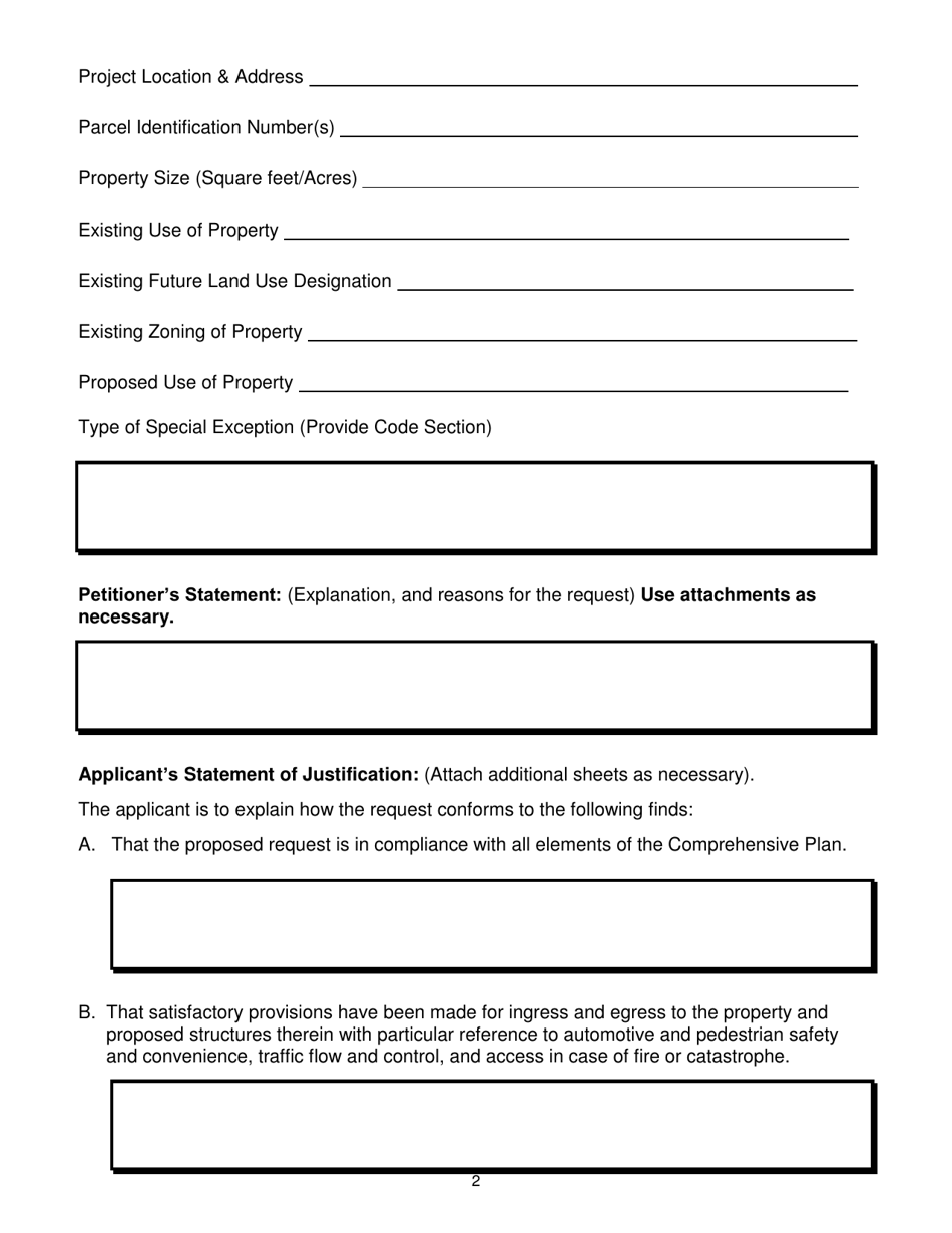 City Of Greenacres Florida Application For Special Exception Approval