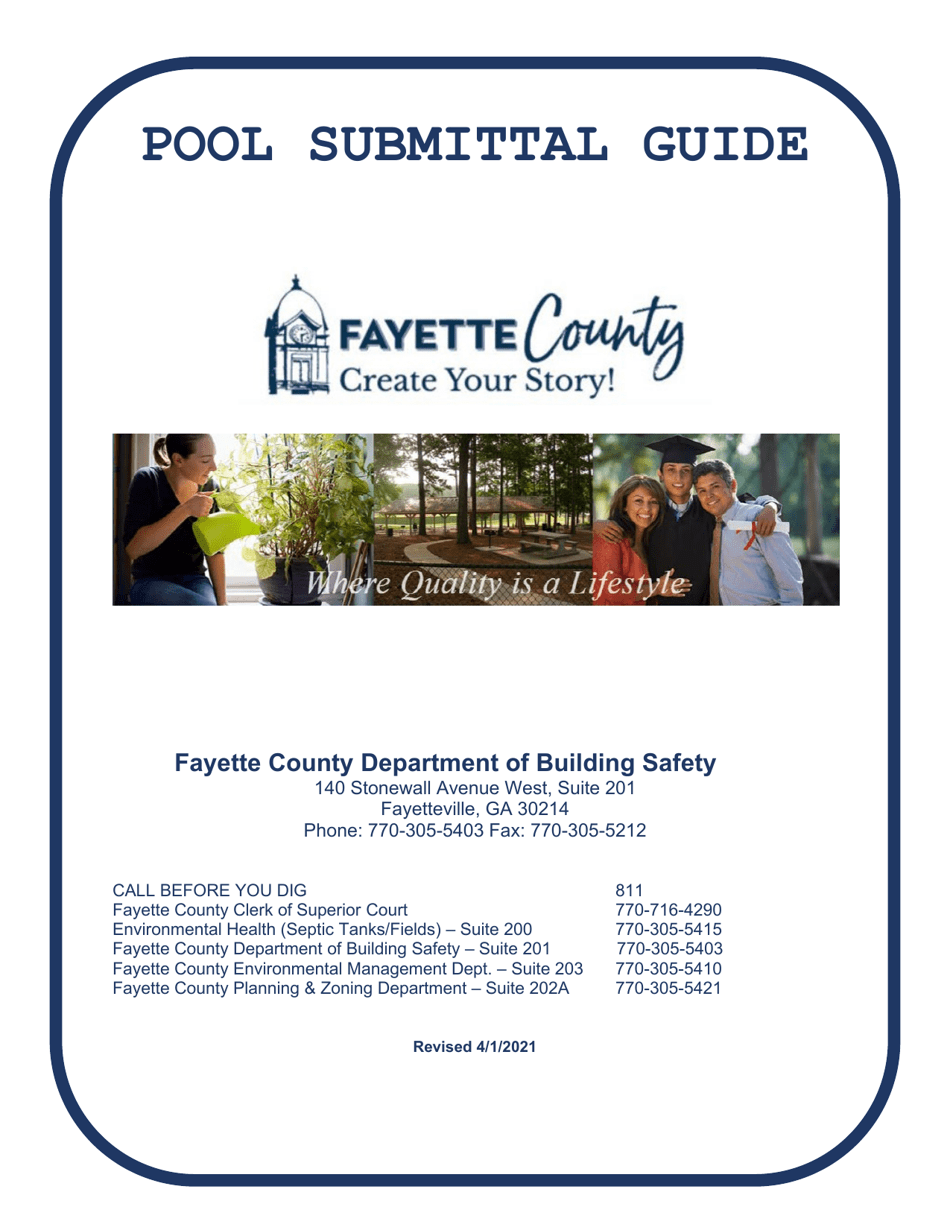 Fayette County Georgia United States Pool Submittal Guide Fill Out