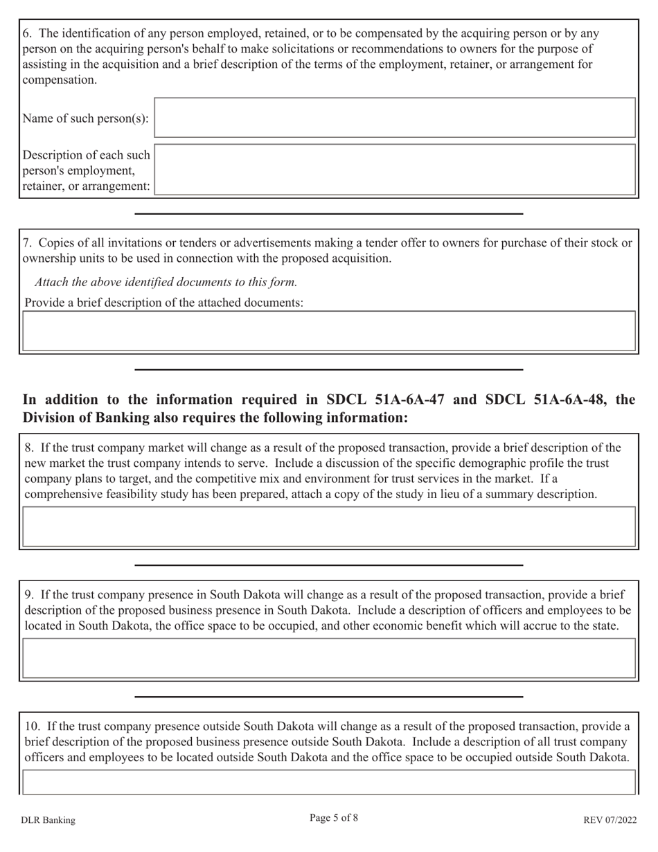 South Dakota Change In Control Notice Fill Out Sign Online And