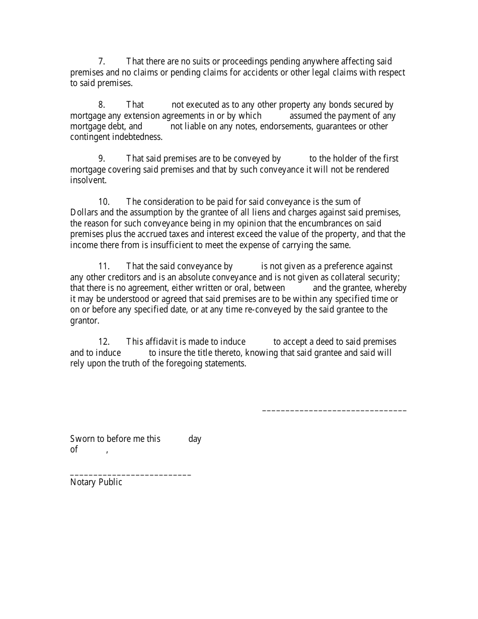 Affidavit For Deed In Lieu Of Foreclosure Fill Out Sign Online And