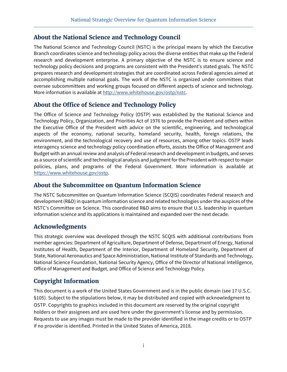 National Strategic Overview For Quantum Information Science Fill Out