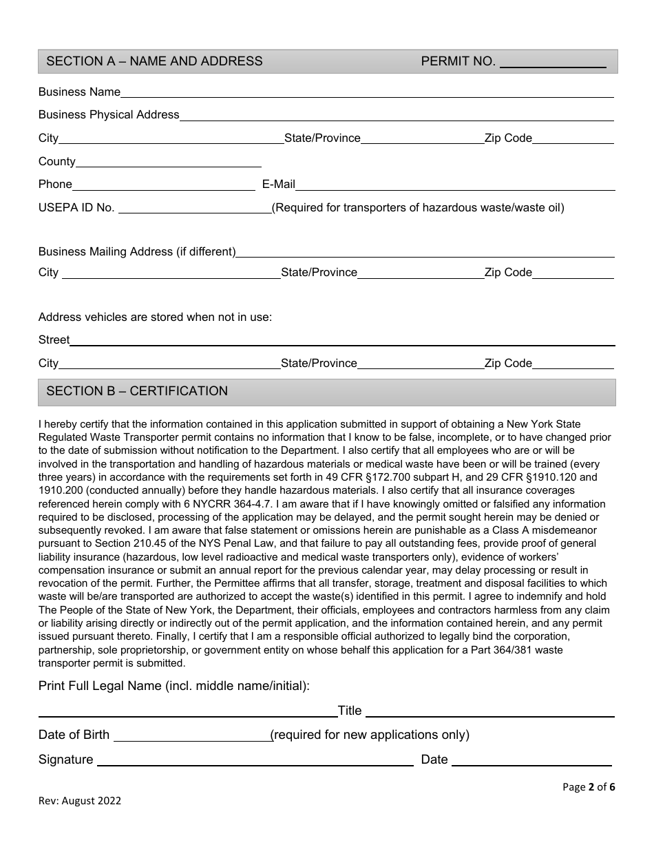 New York Waste Transporter Permit Application Fill Out Sign Online