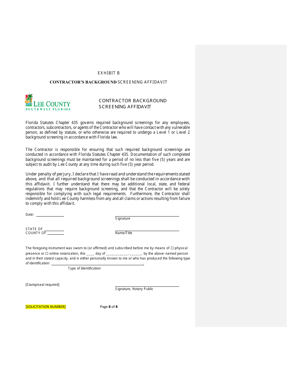 Lee County Florida Lee County Construction Contract Agreement Form