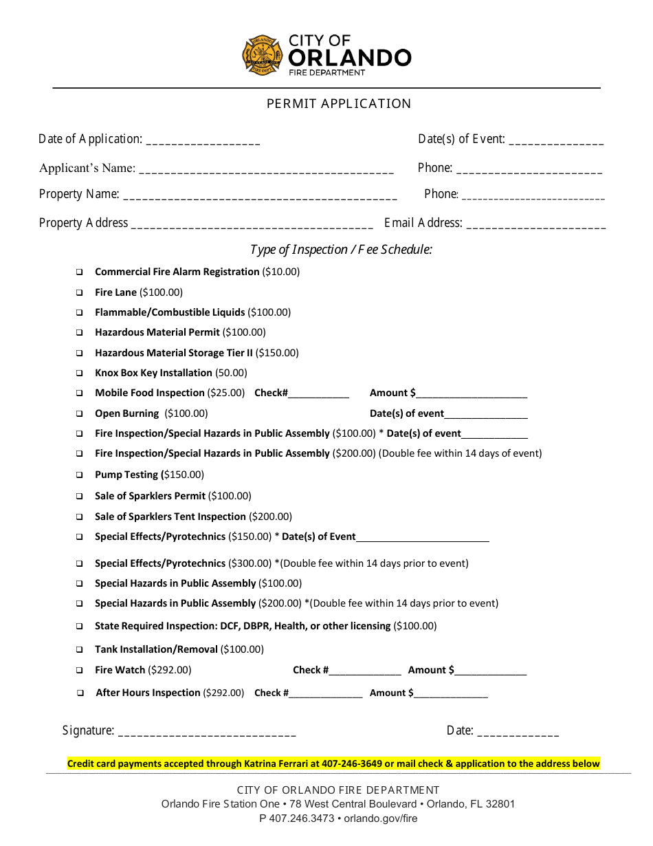 City Of Orlando Florida Permit Application Fill Out Sign Online And