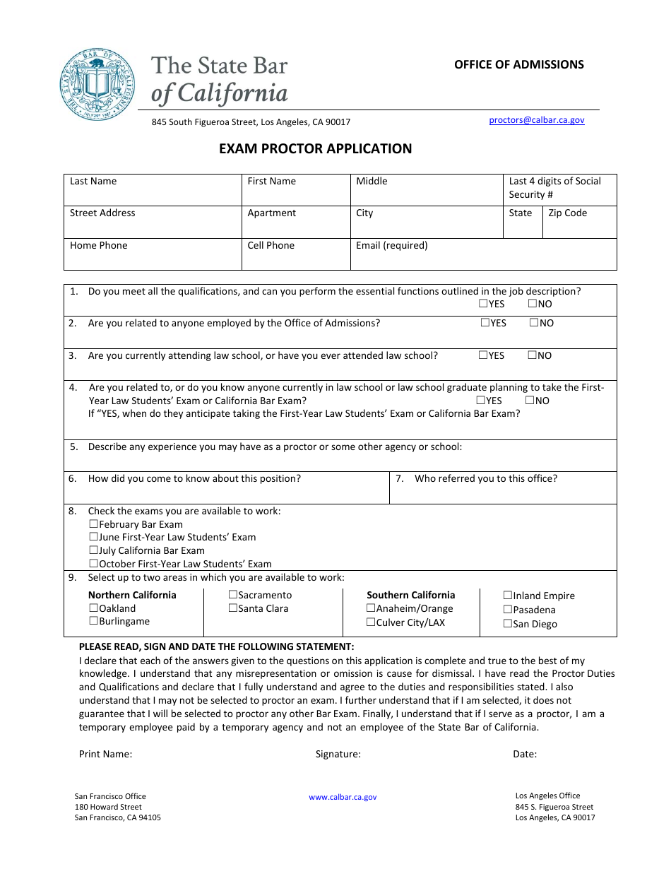 California Exam Proctor Application Fill Out Sign Online And