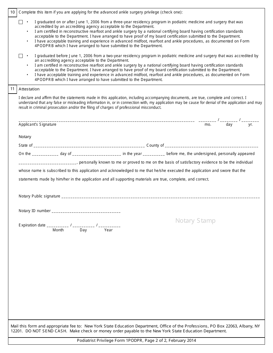 Podiatrist Ankle Surgery Privilege Form 1PODPR Fill Out Sign Online