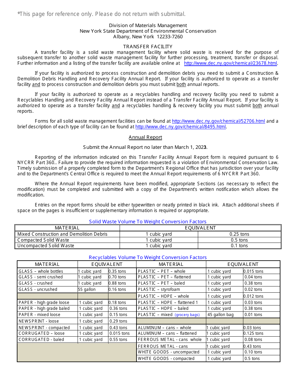 New York Registered Transfer Facility Annual Report Fill Out