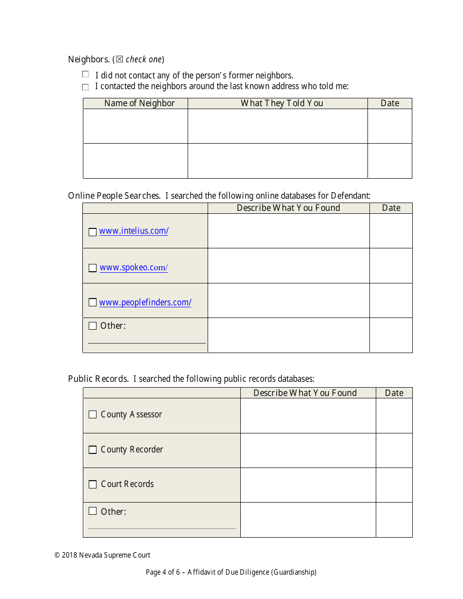 Nevada Declaration Of Due Diligence Fill Out Sign Online And