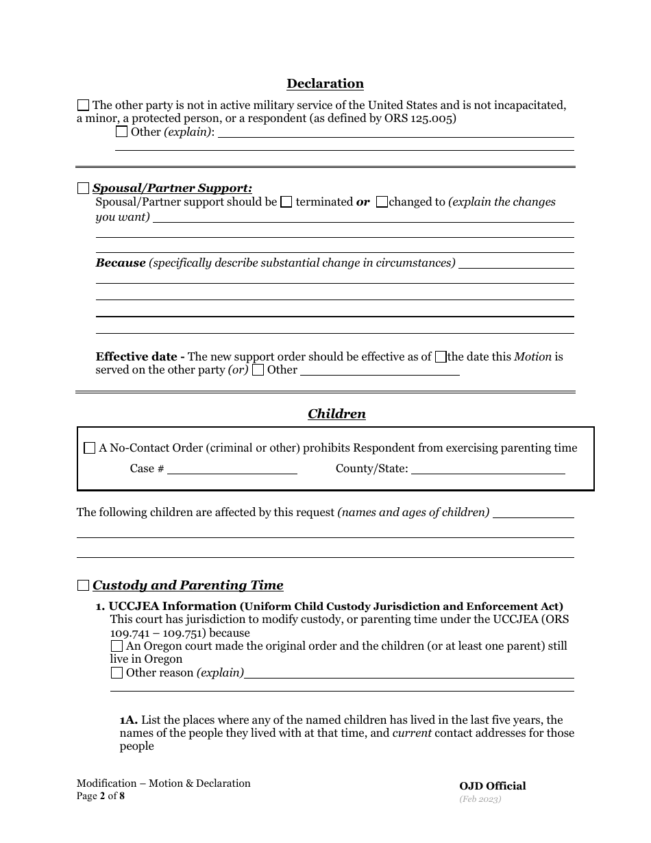 Oregon Ex Parte Motion For Order To Show Cause Re Judgment