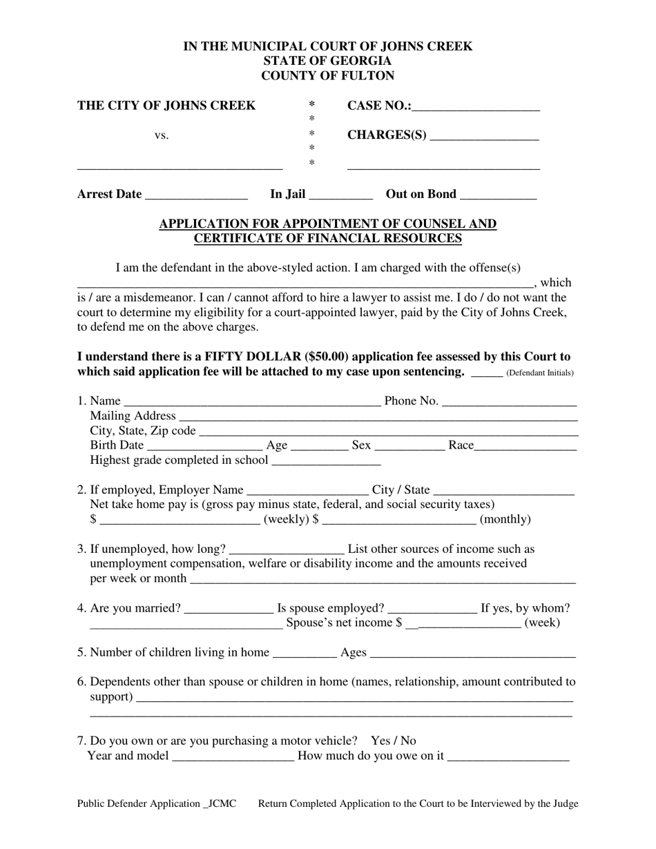 City Of Johns Creek Georgia United States Application For