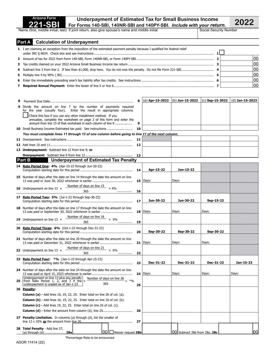 Arizona Form Sbi Ador Fill Out Sign Online And