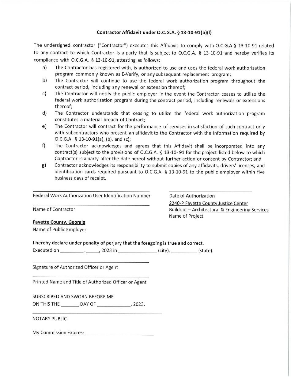 2023 Fayette County Georgia United States Request For Proposals 2240