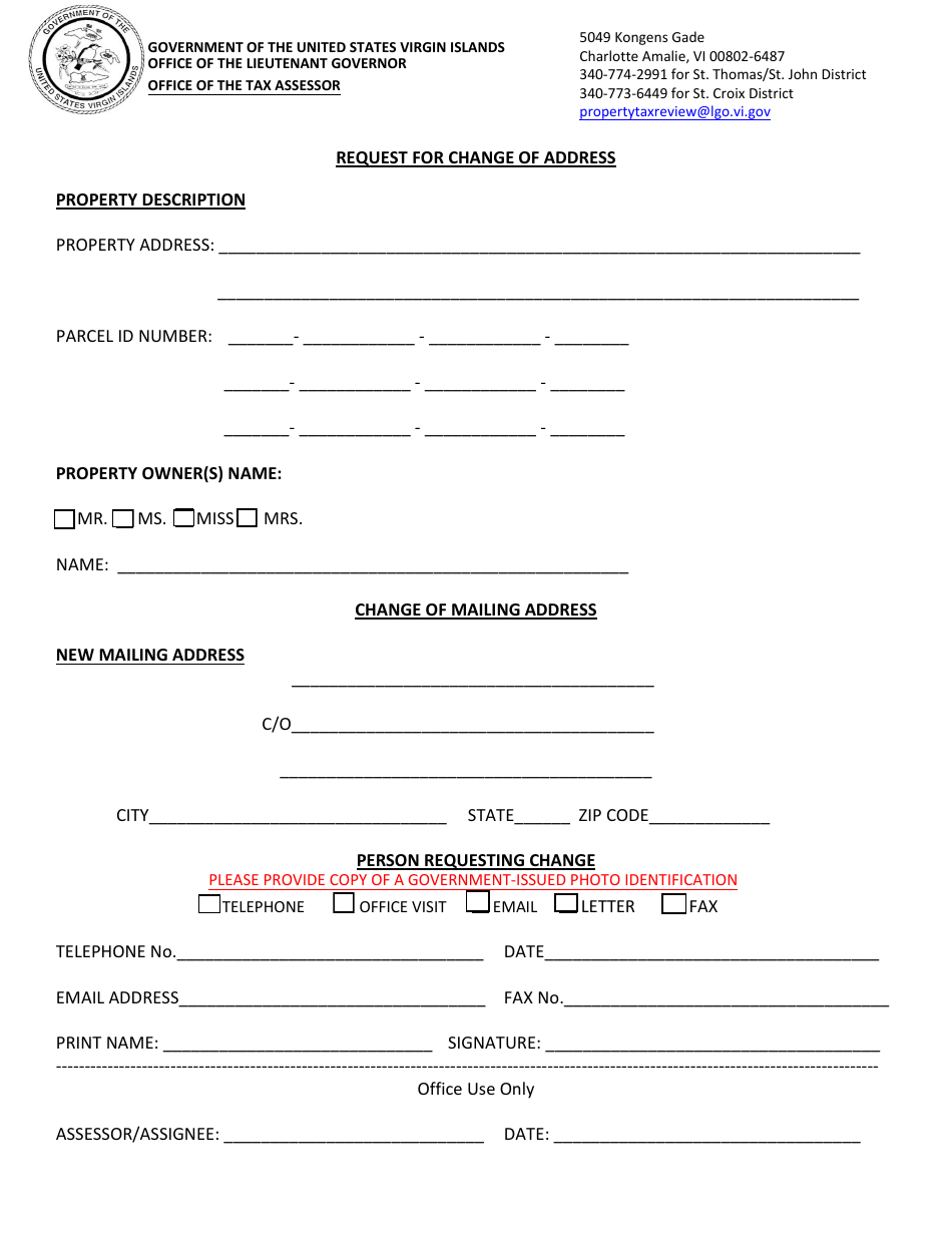 Virgin Islands Request For Change Of Address Fill Out Sign Online