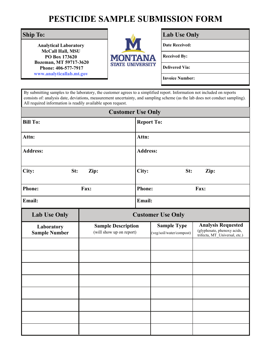 Montana Pesticide Sample Submission Form Fill Out Sign Online And