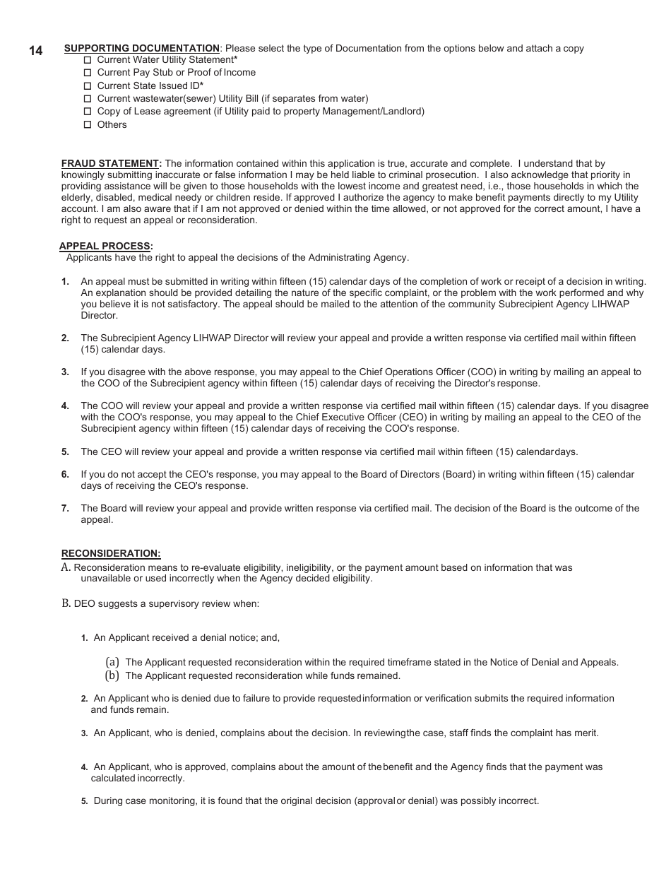 Florida Application For The Florida Low Income Household Water