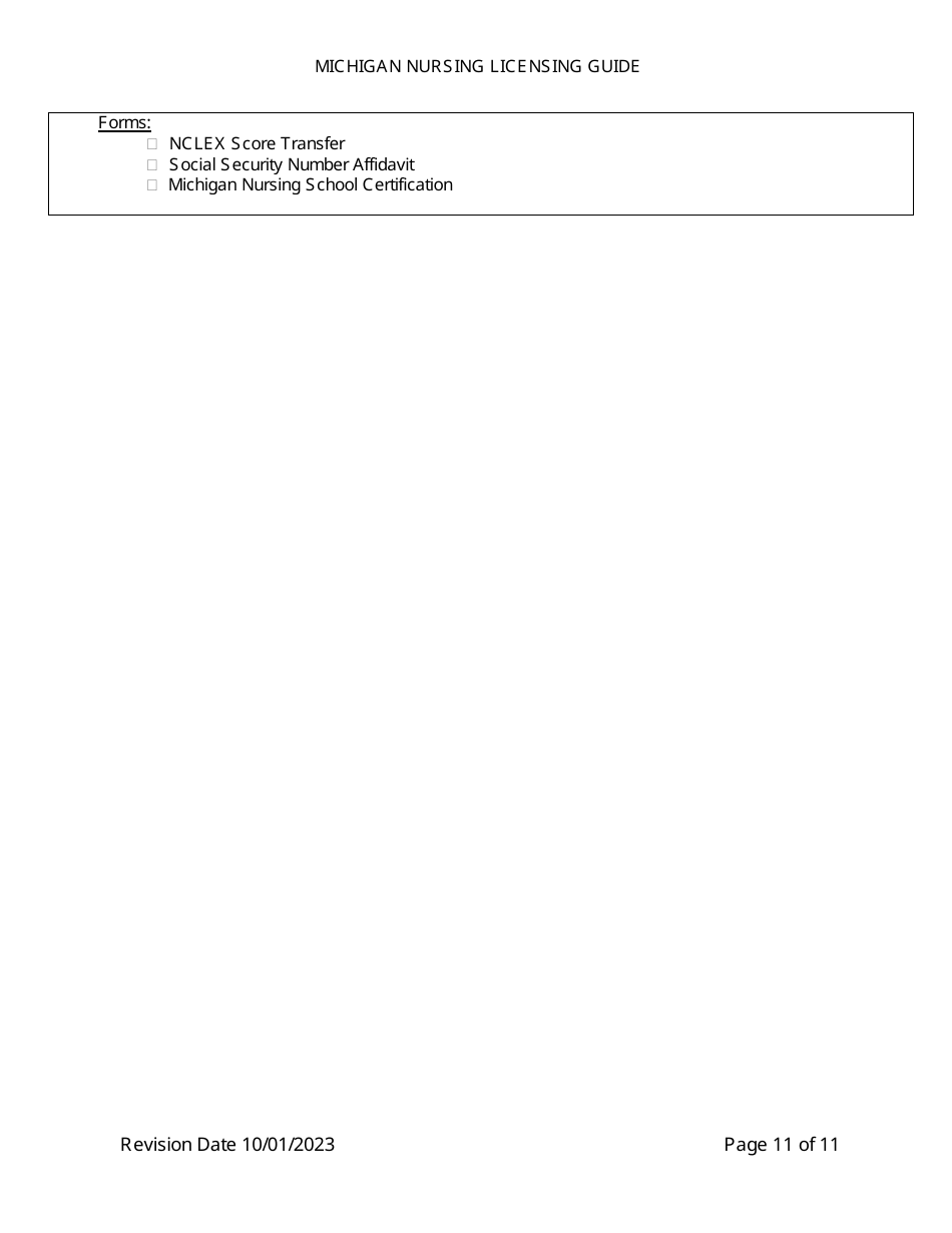 Michigan Michigan Nursing Licensing Guide Fill Out Sign Online And