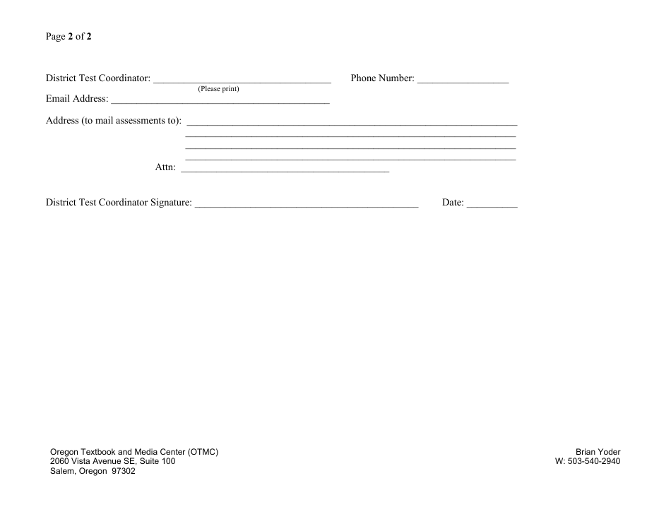 Oregon Braille Large Print Order Form Oregon Extended