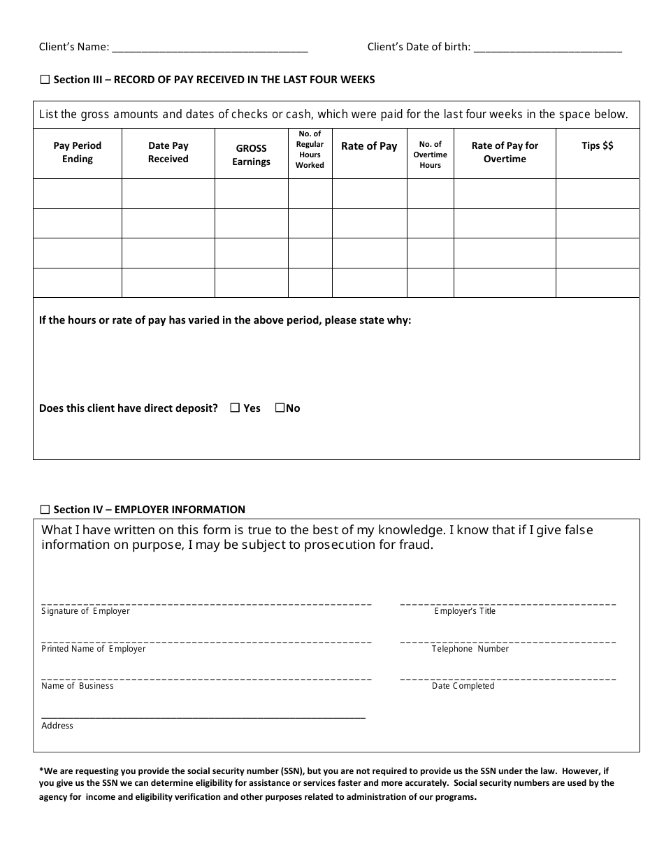 Sarasota County Florida Verification Of Employment Loss Of Income Form